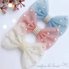 Laço Letícia tule e pérolas - comprar online