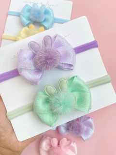 Imagem do Laço Nina duplo com aplique de coelho (unidade)