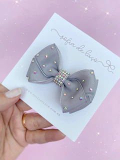 Laço Nina duplo c/ organza e cristais - Sofia de Laço