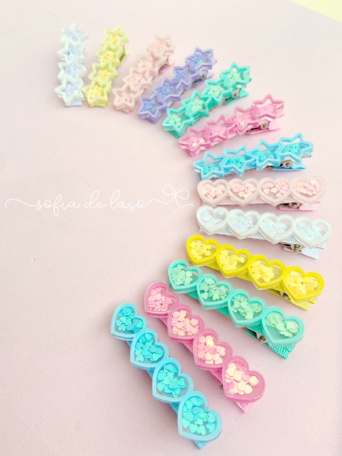 Hair clips acrílico com paetês