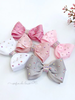 Laço Nina duplo c/ organza e cristais - comprar online