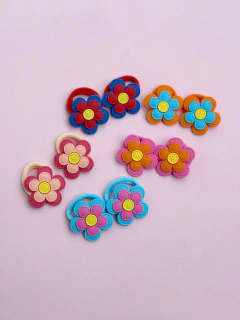 Parzinho Mini Elásticos de Cabelo Flor com botão - comprar online