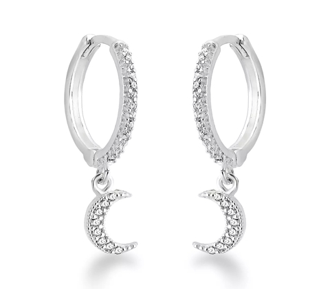 Brinco argola cravejada Lua