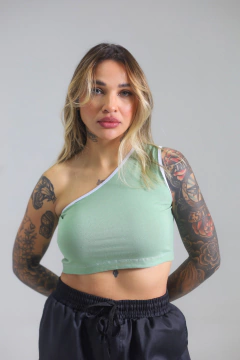 Cropped Ombro Único Verde Oliva