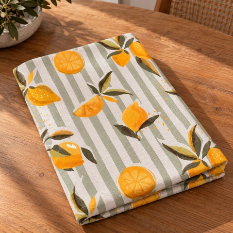 Mantel Ecocuero Símil Lino Lemon Verde