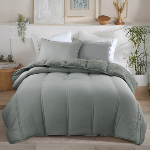 Kit Acolchado Corderito DAVOS - Gris Claro - comprar online