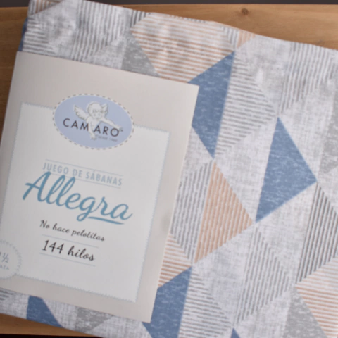 Juego Sabanas Camaro Allegra 144 Hilos - Patchwork Azul