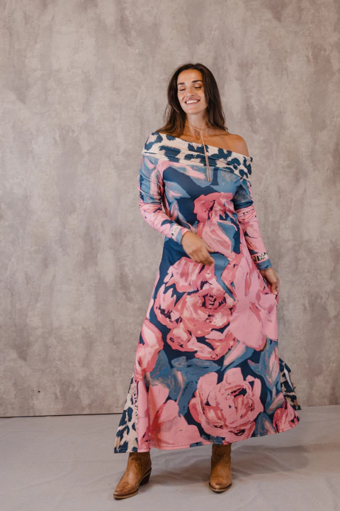 VESTIDO BONA GAMUZADO CUELLO BOTE - comprar online