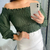 Cropped Lastec Manga Longa Verde Militar