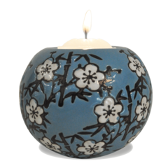 Porta-vela Decorativo em Porcelana com Design Floral