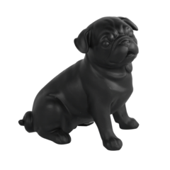 Charme Canino em Preto Fosco: Escultura Decorativa de Pug