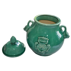 Potiche Cerámica Chino Verde Jaspe con Tapa - Colección Acqua (CJ0005)