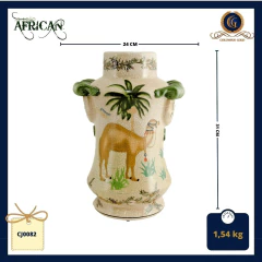 Vaso Escultural Cerâmico Camelo "Caravana Dourada" Craquelado - Coleção African (CJ0082)