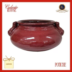Potiche de Cerâmica Vermelho Intenso Coleção Rouge: Elegância Rústica para o Seu Lar