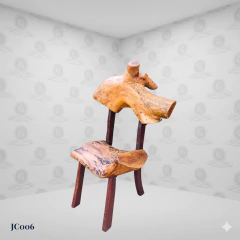 Silla De Tronco Cedro Blanco E Imbuia Esculpida Artesanal Exclusiva - (JC006) - Columbus Gold