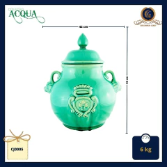Potiche Cerámica Chino Verde Jaspe con Tapa - Colección Acqua (CJ0005) en internet