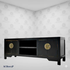 Mueble TV Oriental Negro con Hueco Abierto (160cm) - (ACB003P) - Columbus Gold