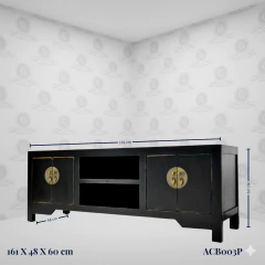 Mueble TV Oriental Negro con Hueco Abierto (160cm) - (ACB003P) - tienda online