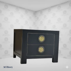 Classic Chinese Nightstand Black and Gold (55cm) - (ACH005) - buy online