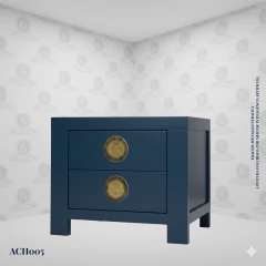 Classic Chinese Nightstand Black and Gold (55cm) - (ACH005)