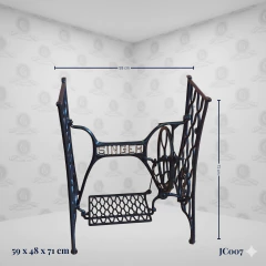 Pé De Máquina De Costura Singer Antigo Restaurado Ferro Fundido Vintage - (JC007) - Columbus Gold