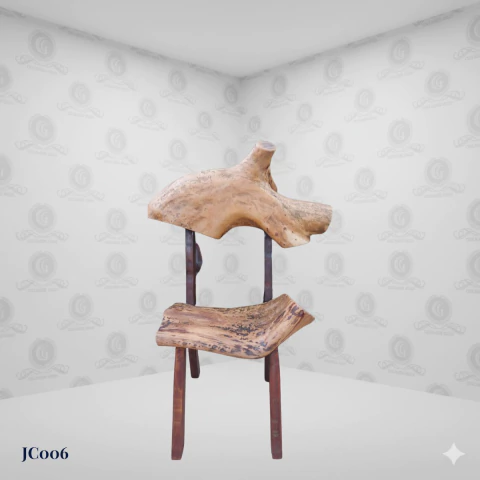 Silla De Tronco Cedro Blanco E Imbuia Esculpida Artesanal Exclusiva - (JC006)