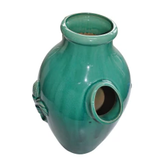 Jarra Cerámica Verde Jade con Flor de Lis - Colección Acqua (CJ0007)