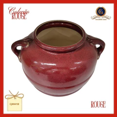 Vaso Bojudo Cerâmica Vermelha Rústica com Alças - Coleção Rouge (CJ0041B) - Columbus Gold