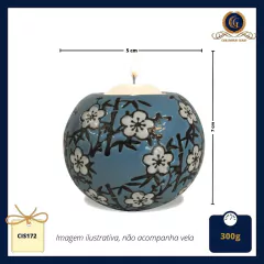 Magnolia Candle Holder Blue Porcelain, Chinese Classic Design (CIS172) - buy online