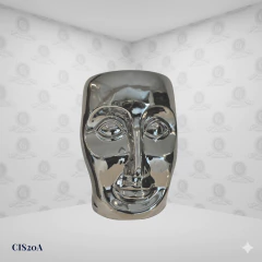 Garden Seat Face Mask Ceramic Chrome Silver Finish, Modern Stool (CIS20A) - Columbus Gold
