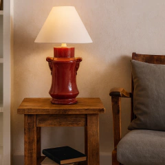 Burgundy Ceramic Lamp Base Crackle (28cm) - (CJ0036A)