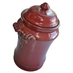 Imperial Burgundy Ceramic Potiche with Lid - Rouge Collection (CJ0040) - Columbus Gold