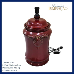 Potiche Ceramic Lamp Base Imperial Burgundy Red (43cm) - (CJ0040A) - Columbus Gold