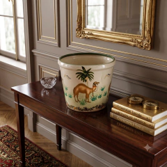Cachepot decorativo de cerâmica craquelê dimensão 30x26cm Columbus Gold