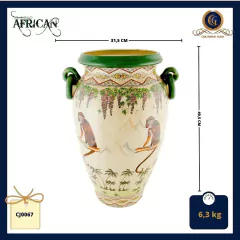 Large Monkey Amphora Ceramic Floor Vase Cracked Glaze - African Collection (CJ0067) on internet