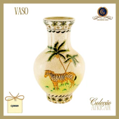 Florero Decorativo Cerámica Cebra Oval Alto Craquelado - Colección African (CJ0069) - comprar online