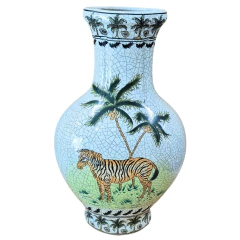 Florero Decorativo Cerámica Cebra Oval Alto Craquelado - Colección African (CJ0069) en internet