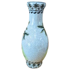 Florero Decorativo Cerámica Cebra Oval Alto Craquelado - Colección African (CJ0069) - Columbus Gold