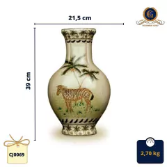 Florero Decorativo Cerámica Cebra Oval Alto Craquelado - Colección African (CJ0069) en internet