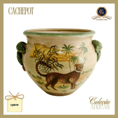 Cachepot Decorativo Chinês com Leopardo: Arte e Exclusividade em Cerâmica - comprar online