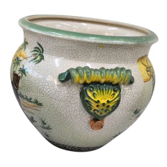 Cachepot Decorativo Chinês com Leopardo: Arte e Exclusividade em Cerâmica