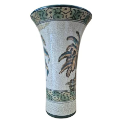 Vaso Cônico Cerâmica Craquelada "Palmeira Imperial" (31 cm) - Coleção Tropical (CJ0162) - Columbus Gold