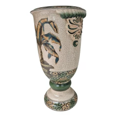 Vaso Urna Pedestal Cerâmica Majólica (35 cm) - Coleção Tropical (CJ0167) - loja online