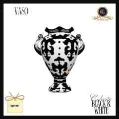 Black and White Ceramic Vase with Handles - Black & White Collection (CJ0199) - buy online