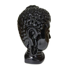 Sitting Buddha Bust Sculpture Black Glossy Polyresin, Modern Zen Decor (COL003) - online store