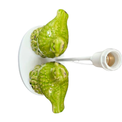 Abajur Base Escultura Pássaros Cerâmica Verde (35cm) - (COLB017V2A) - Columbus Gold