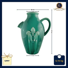 Jarra Cerámica Verde Jade con Flor de Lis - Colección Acqua (CJ0007) - Columbus Gold