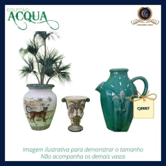 Jarra Cerámica Verde Jade con Flor de Lis - Colección Acqua (CJ0007) en internet