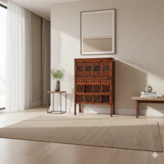 Armário Adega Chinês Entalhado Vazado (170cm) - (NB0019) na internet