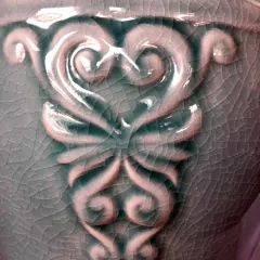 Celadon Porcelain Vase with Bronze Base (44 cm) - UNIQUE Collection (KKK0156) - Columbus Gold